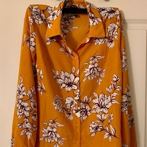 F21 floral button down blouse